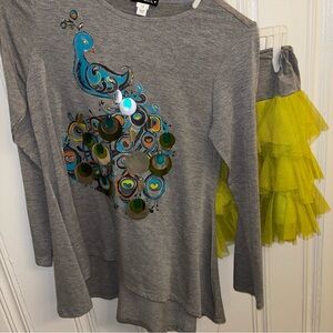 Kate Mack peacock sequin tulle skirt set